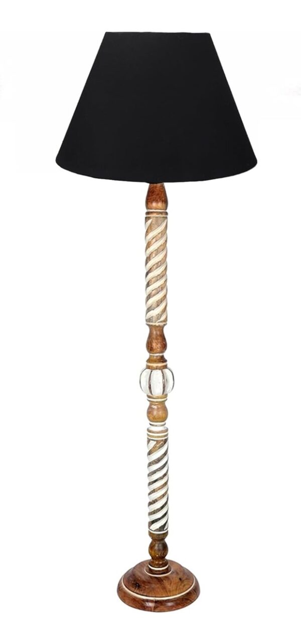 Pack of 2| Rustic Wood Floor Lamp, Standing Light Fixture, Aura Glow Reading Lamp for Home Decor Office,Hotel, Restaurant and Cafes Complete Set - (Black) - Image 4