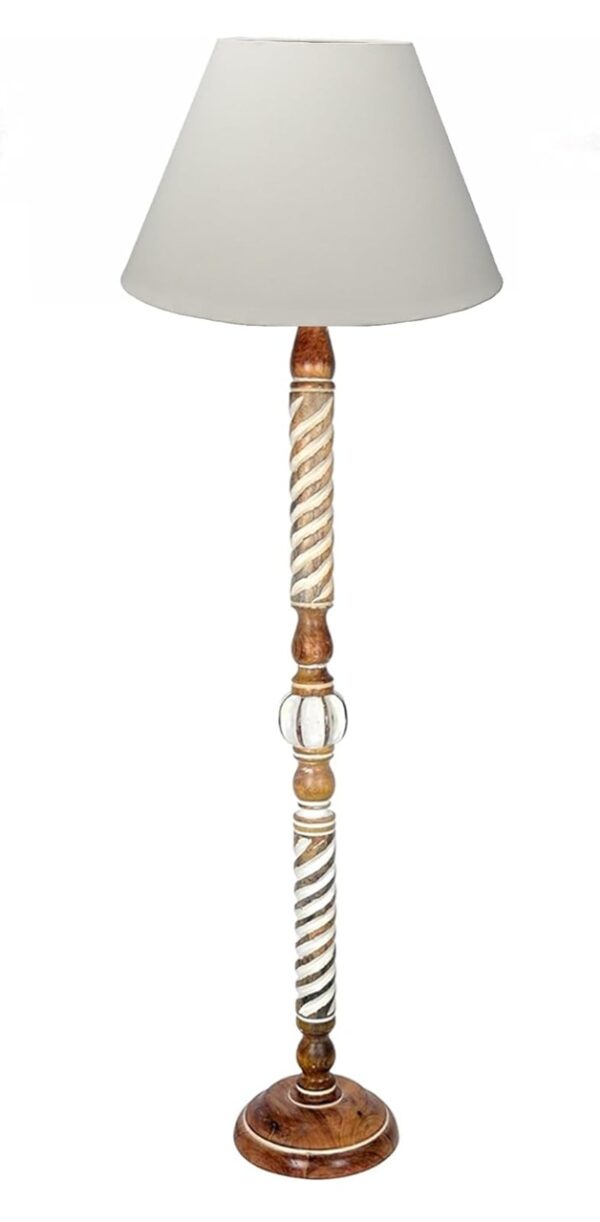Pack of 2| Rustic Wood Floor Lamp, Standing Light Fixture, Aura Glow Reading Lamp for Home Decor Office,Hotel, Restaurant and Cafes Complete Set - (Cream) - Image 5