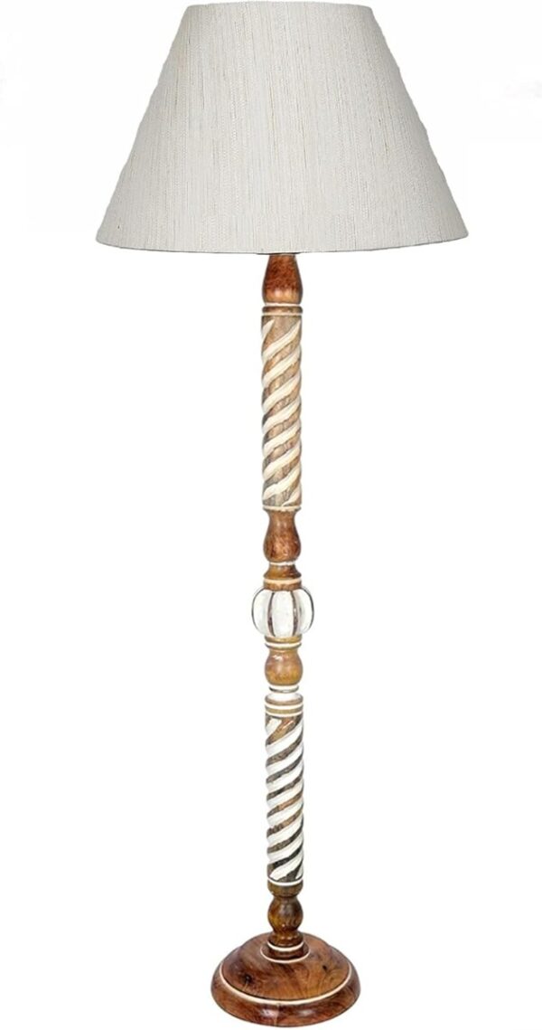 Pack of 2| Rustic Wood Floor Lamp, Standing Light Fixture, Aura Glow Reading Lamp for Home Decor Office,Hotel, Restaurant and Cafes Complete Set - (Cream Texture) - Image 4