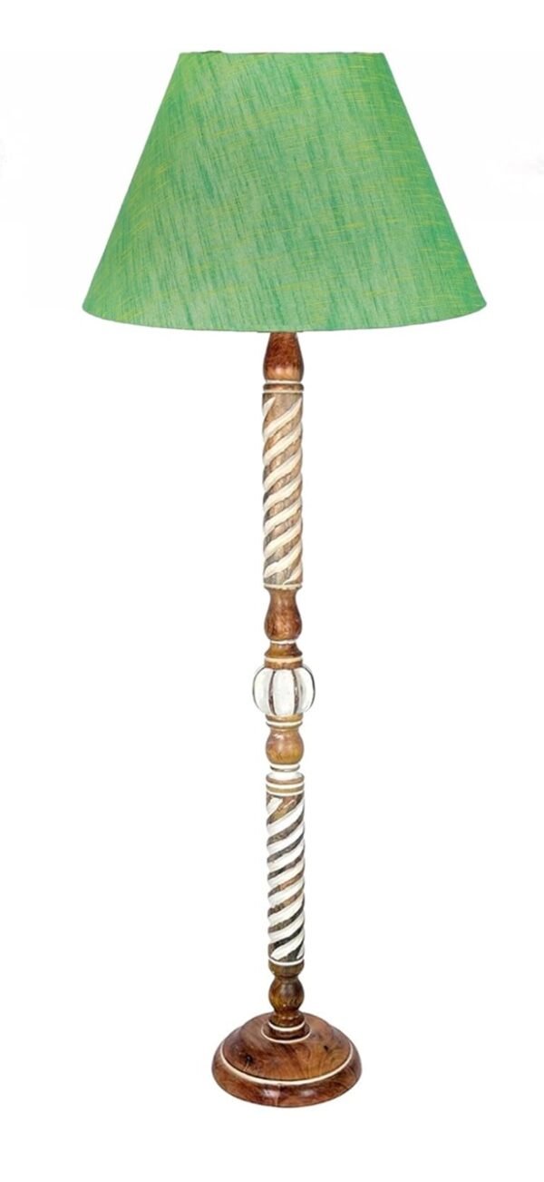 Pack of 2| Rustic Wood Floor Lamp, Standing Light Fixture, Aura Glow Reading Lamp for Home Decor Office,Hotel, Restaurant and Cafes Complete Set - (Green Texture) - Image 4