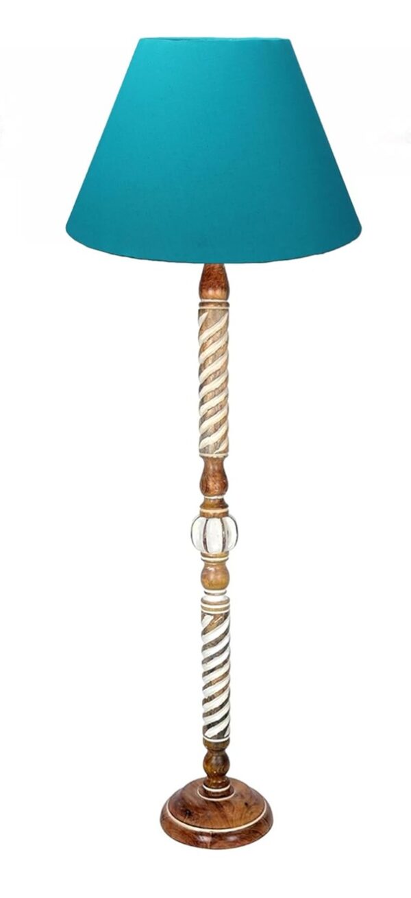 Pack of 2| Rustic Wood Floor Lamp, Standing Light Fixture, Aura Glow Reading Lamp for Home Decor Office,Hotel, Restaurant and Cafes Complete Set - (teal) - Image 4