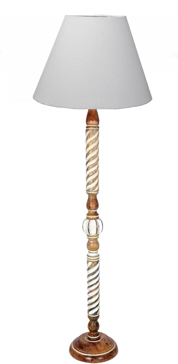 Pack of 2| Rustic Wood Floor Lamp, Standing Light Fixture, Aura Glow Reading Lamp for Home Decor Office,Hotel, Restaurant and Cafes Complete Set - (White) - Image 4