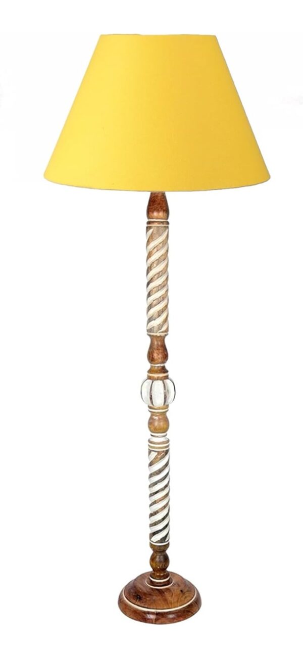 Pack of 2| Rustic Wood Floor Lamp, Standing Light Fixture, Aura Glow Reading Lamp for Home Decor Office,Hotel, Restaurant and Cafes Complete Set - (Yellow) - Image 4