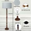 Pack of 2 Rustic Wood Drum Floor Lamp, Light Decoration for Home Corner,Living Room & Bedroom Bedside Floor Lamp, Antique Floor Light for Hotel and Restaurant Complete Set-(Natural Jute) - Image 4