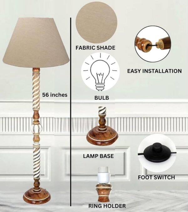 Pack of 2| Rustic Wood Floor Lamp, Standing Light Fixture, Aura Glow Reading Lamp for Home Decor Office,Hotel, Restaurant and Cafes Complete Set - (Natural Jute) - Image 5