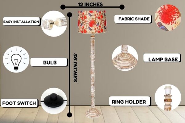 Pack of 2| Rustic Wood Floor Lamp, Standing Light for Home Decor Living Room Bedroom & Dining Room Hotels Restaurant & Cafe and Gifting Items Complete Set- (Bird Tapper) - Image 6