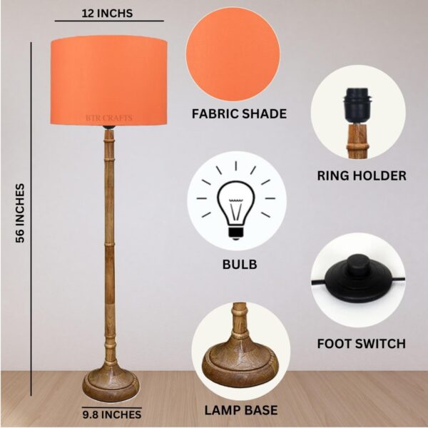 Pack of 2| Rustic Wooden Floor Lamp,Ideal for Living Rooms, Bedrooms, Hotels, Cafes, or Any Space That Adds a Nostalgic, Vintage Charm(ORANGE) - Image 8