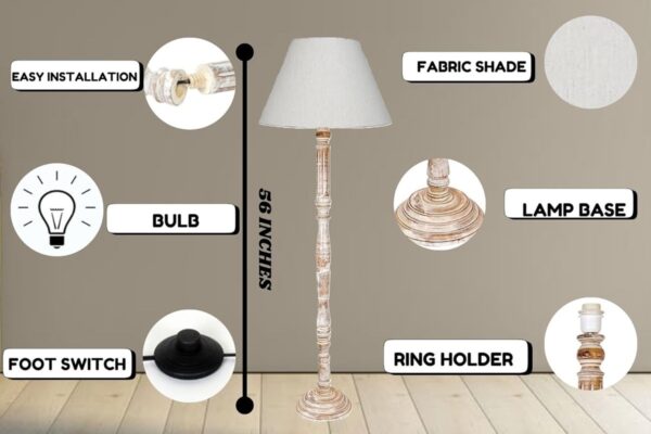 Pack of 2| Rustic Wood Floor Lamp, Standing Light for Home Decor Living Room Bedroom & Dining Room Hotels Restaurant & Cafe and Gifting Items Complete Set- (Flex) - Image 8