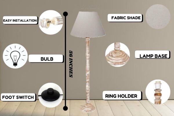Pack of 2| Rustic Wood Floor Lamp, Standing Light for Home Decor Living Room Bedroom & Dining Room Hotels Restaurant & Cafe and Gifting Items Complete Set- (Premium Jute) - Image 8