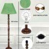 Pack of 2 Rustic Wood Conical Floor Lamp, Standing Light for Home Decor Living Room Bedroom & Dining Room Hotels Restaurant & Cafe and Gifting Items Complete Set- (Green Texture) - Image 9