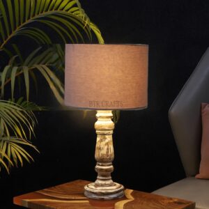 Retro Wooden Table Lamp Suitable For Bedroom Office And Living Room, Pack Of 1(Complete Set)