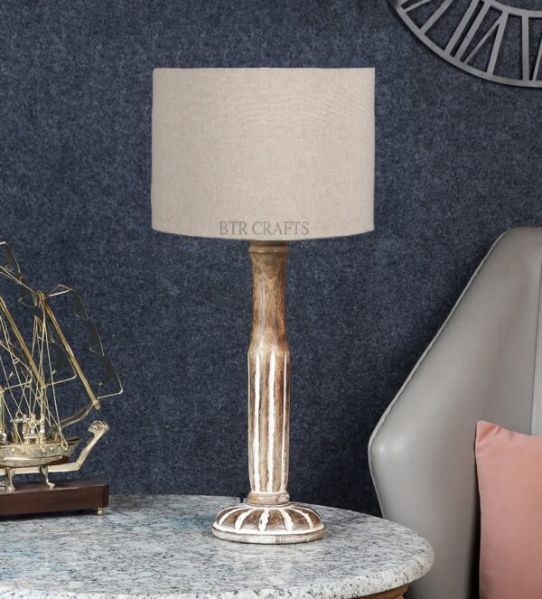 Vintage Wooden Table Lamp Suitable For Bedroom Office And Living Room, Pack Of 1(Complete Set) - Image 2
