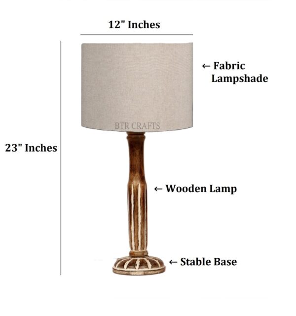 Vintage Wooden Table Lamp Suitable For Bedroom Office And Living Room, Pack Of 1(Complete Set) - Image 3