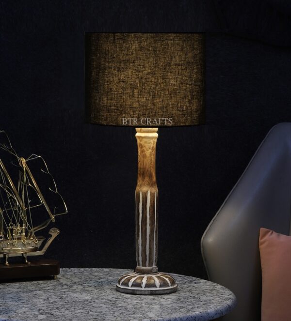 Vintage Wooden Table Lamp Suitable For Bedroom Office And Living Room, Pack Of 1(Complete Set)