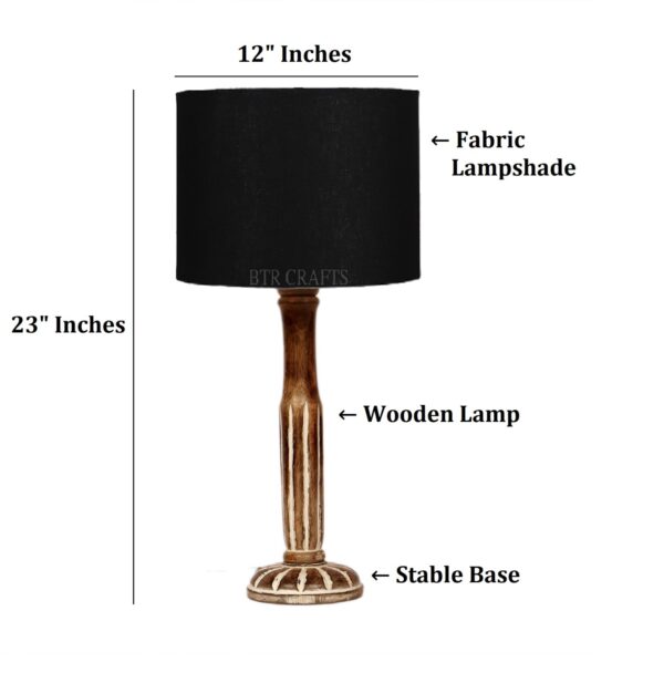 Vintage Wooden Table Lamp Suitable For Bedroom Office And Living Room, Pack Of 1(Complete Set) - Image 3
