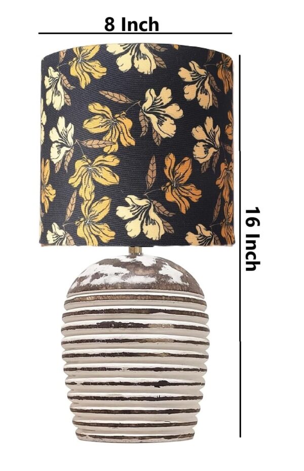 Wooden Table Lamp for Home Decor Bedside Table Lamp Night lamp for Living & Dining Room Gifting Items (Golden Floral) - Image 5