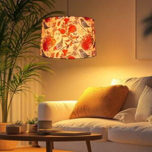 BTR Crafts Pack of 2 |14'' Printed Bird Hanging Shade, Decorative Light Lamp for Living Room, Home, Bedroom, Home Décor Lightning, Black/Silver Canopy