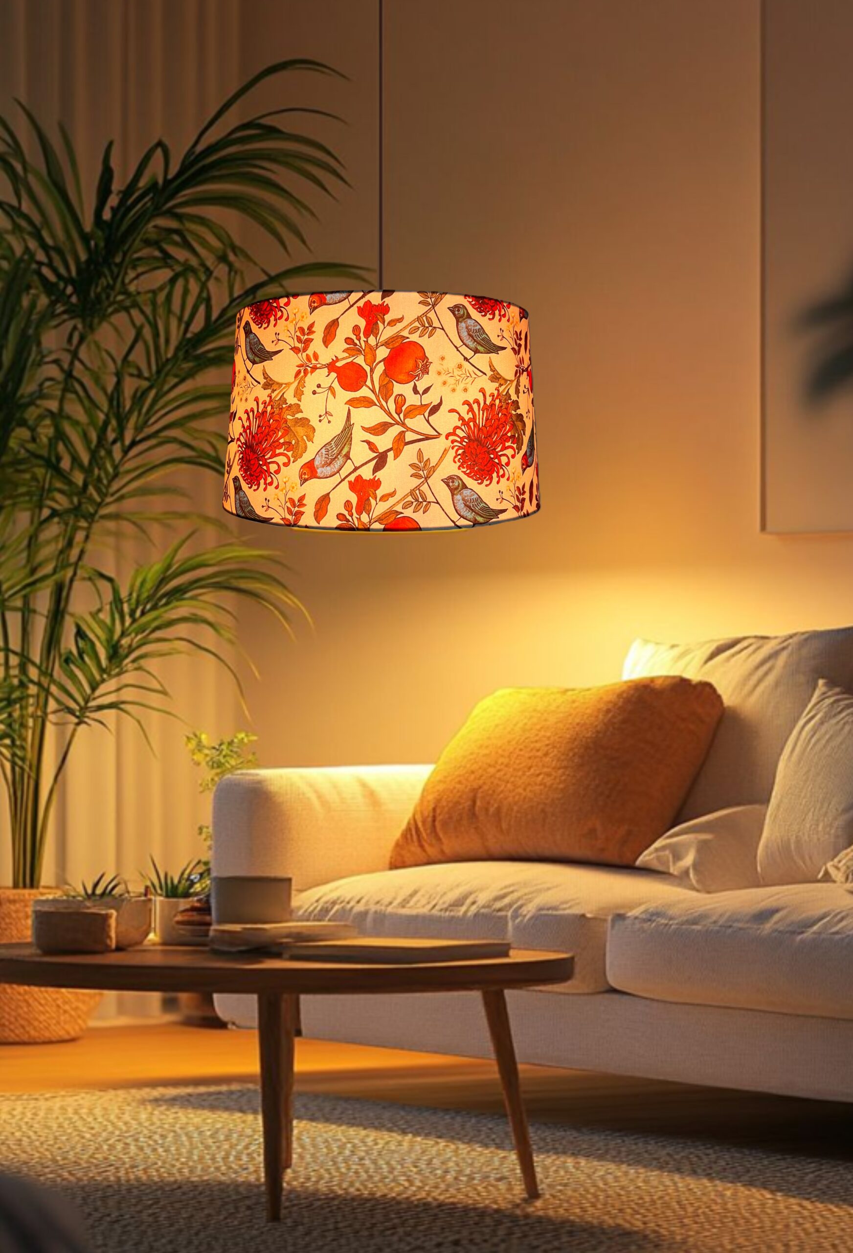 BTR Crafts Pack of 2 |14'' Printed Bird Hanging Shade, Decorative Light Lamp for Living Room, Home, Bedroom, Home Décor Lightning, Black/Silver Canopy
