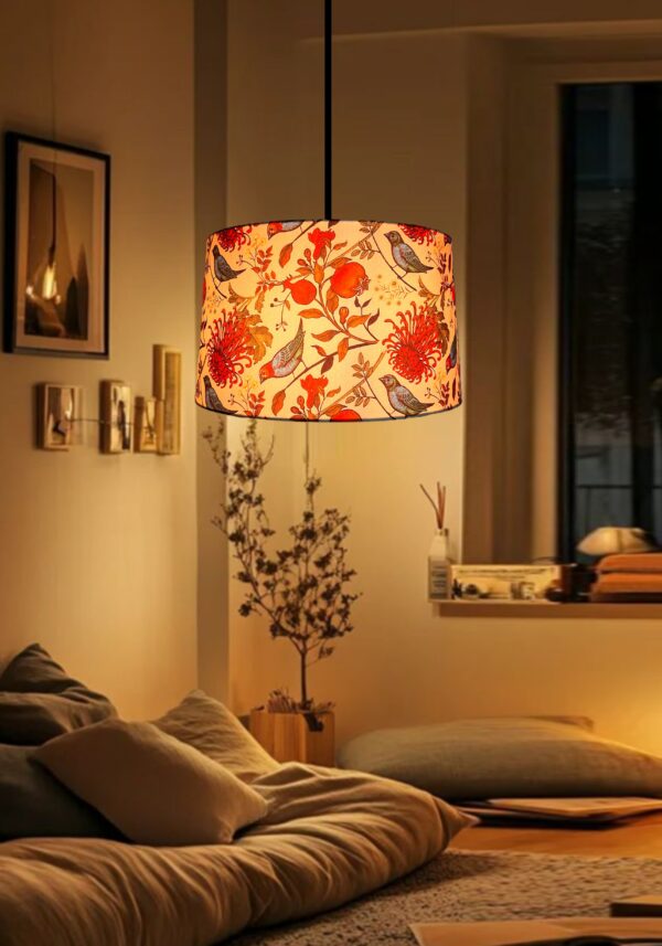 BTR Crafts Pack of 2 |14'' Printed Bird Hanging Shade, Decorative Light Lamp for Living Room, Home, Bedroom, Home Décor Lightning, Black/Silver Canopy - Image 2