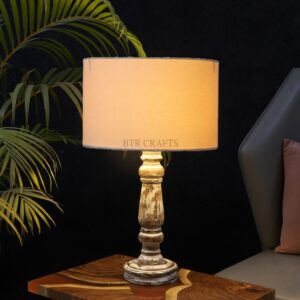 Retro Wooden Table Lamp Suitable For Bedroom Office And Living Room, Pack Of 1(Complete Set)