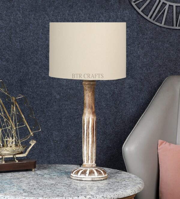 Vintage Wooden Table Lamp Suitable For Bedroom Office And Living Room, Pack Of 1(Complete Set) - Image 2