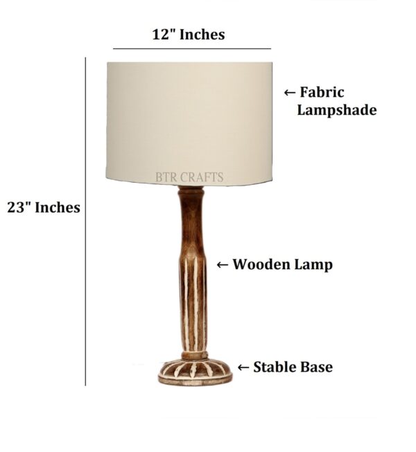 Vintage Wooden Table Lamp Suitable For Bedroom Office And Living Room, Pack Of 1(Complete Set) - Image 3
