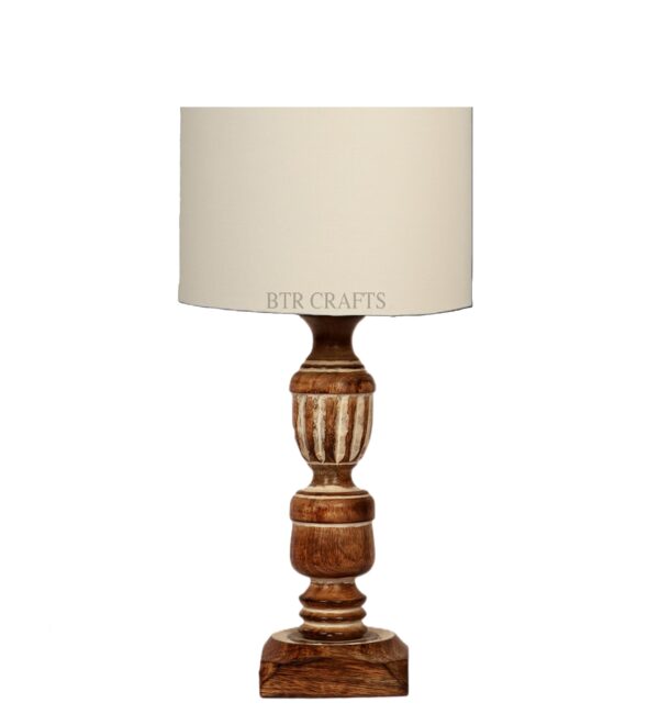 Rustic Wooden Table Lamp Suitable For Bedroom Office And Living Room, Pack Of 1(Complete Set) - Image 3