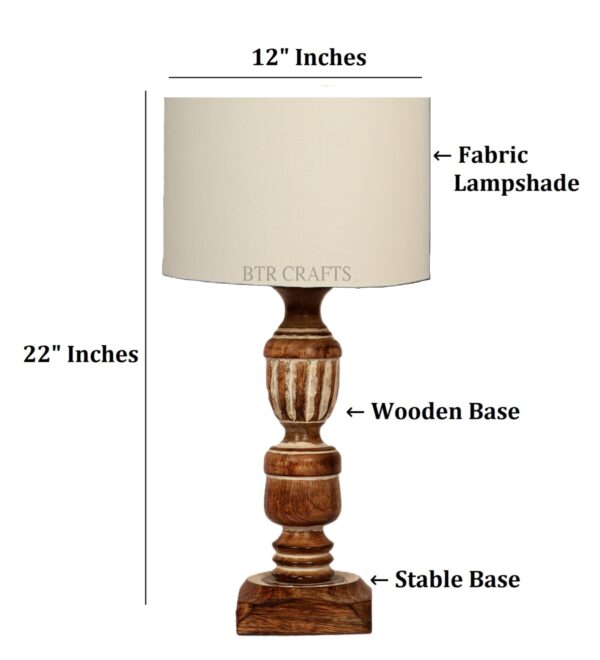 Rustic Wooden Table Lamp Suitable For Bedroom Office And Living Room, Pack Of 1(Complete Set) - Image 4