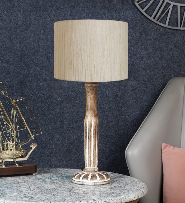 Vintage Wooden Table Lamp Suitable For Bedroom Office And Living Room, Pack Of 1(Complete Set) - Image 2