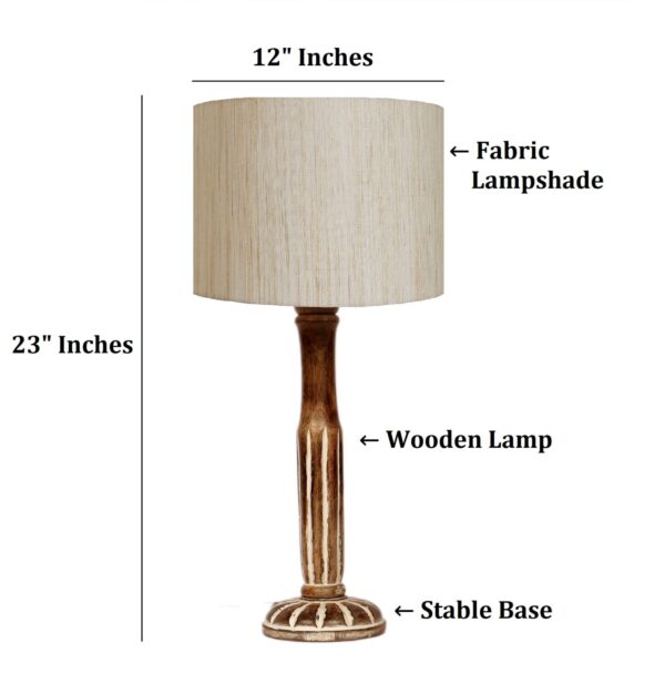 Vintage Wooden Table Lamp Suitable For Bedroom Office And Living Room, Pack Of 1(Complete Set) - Image 3