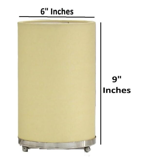 Small Round Table Lamp with Attached Metal Stand for Bedside, Study Table, Home Décor (Cream) - Image 5