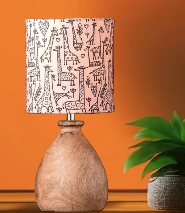 Wooden Table Lamp for Home Decor Bedside Table Lamp Night lamp for Living & Dining Room Gifting Items (Wild Glow Shade) - Image 2