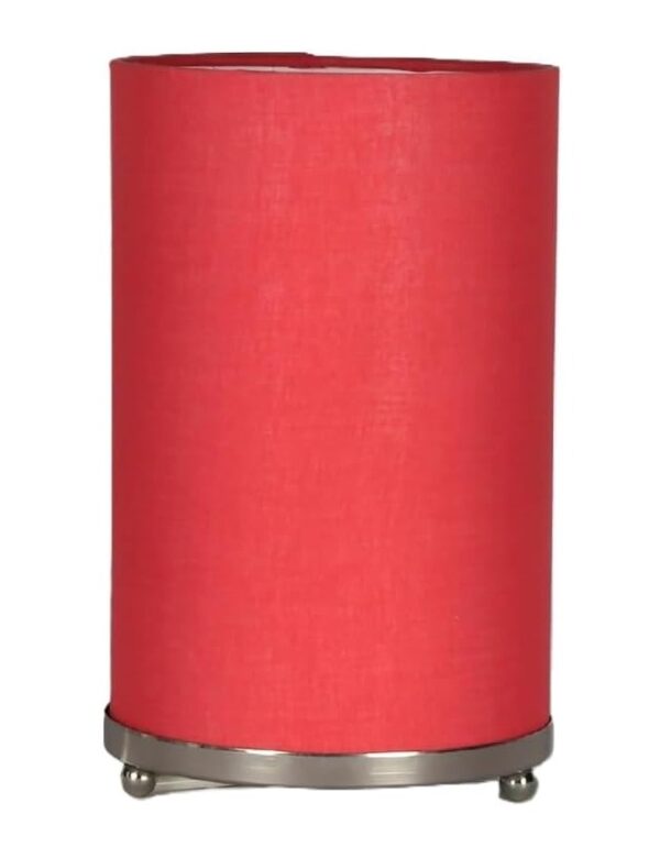 Small Round Table Lamp with Attached Metal Stand for Bedside, Study Table, Home Décor (Candy Red) - Image 5