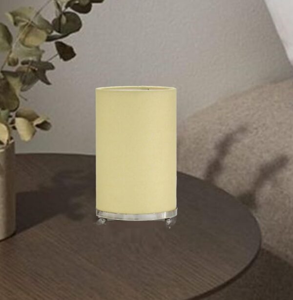 Small Round Table Lamp with Attached Metal Stand for Bedside, Study Table, Home Décor (Cream) - Image 3