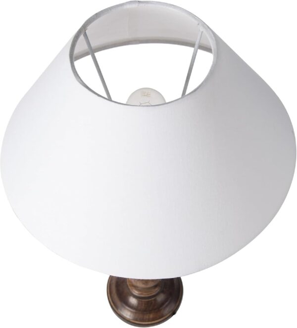 Mabel Rustic Wooden Table Lamp with White Shade, Decorative Desk Light, Night Lamp, Perfect for Bedside & Corner Or Centre Table, Home Decor & Gift Item Pack of 2 - Image 7