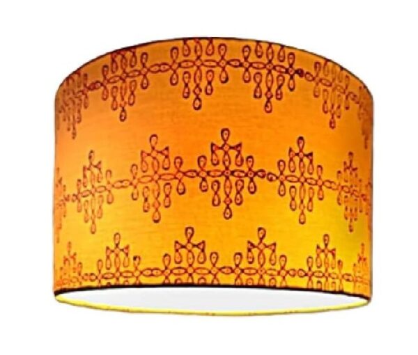Mustered Yellow Block Printed Pendant Light, Suitable for Bedroom Hallway Cafe Hotels & Cultural or Themed Spaces, Silver/Black Canopy (12 Inches) - Image 5