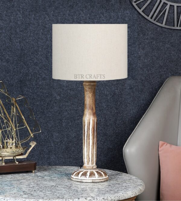 Vintage Wooden Table Lamp Suitable For Bedroom Office And Living Room, Pack Of 1(Complete Set) - Image 2