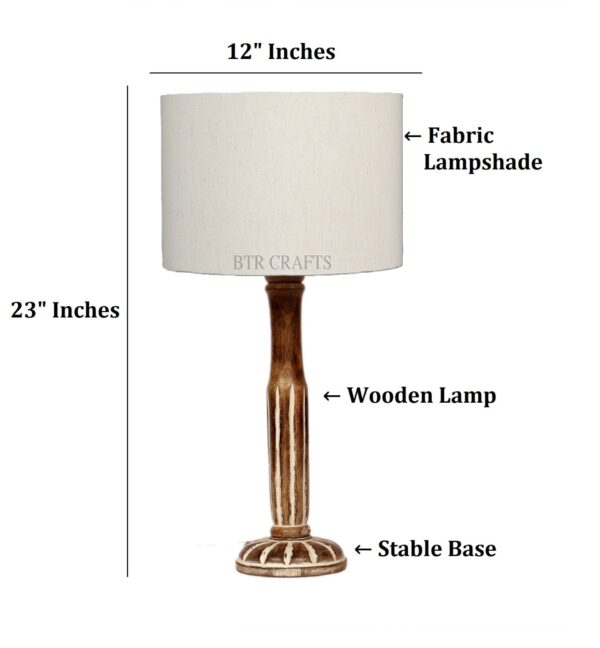 Vintage Wooden Table Lamp Suitable For Bedroom Office And Living Room, Pack Of 1(Complete Set) - Image 3