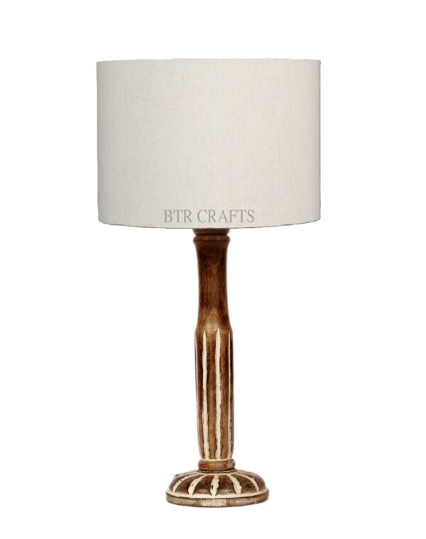 Vintage Wooden Table Lamp Suitable For Bedroom Office And Living Room, Pack Of 1(Complete Set) - Image 4