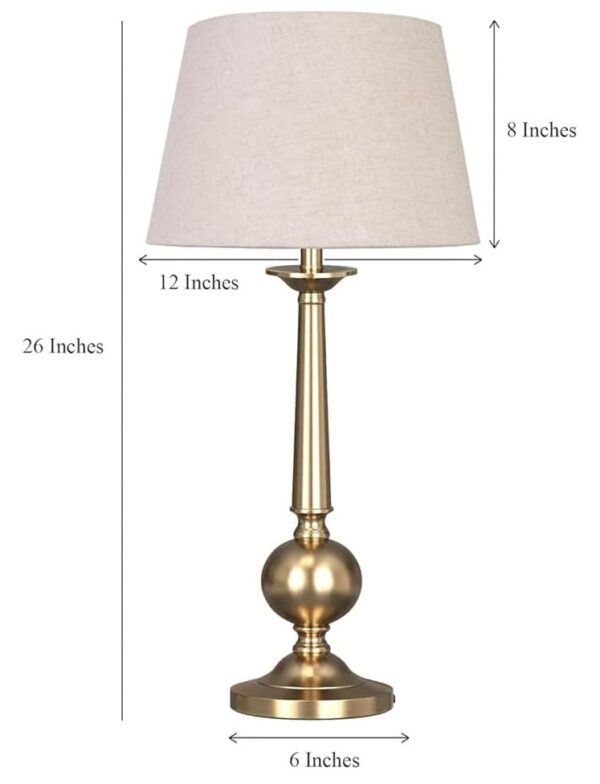 Ancient Brass Table Lamp with Shade, Gold Finished, Suitable for Table Bedroom, Living Room, Hotels, Restaurants, Cafe & Home Decor (Royal (Gold)) - Image 4