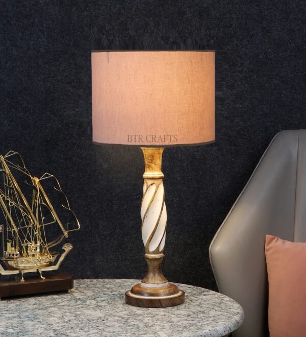 Twister Wooden Table Lamp, Side Table lamp for Bedroom, Night Table lamp Complete Set-(Flex)