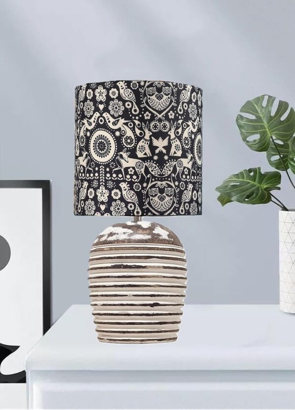 Wooden Table Lamp for Home Decor Bedside Table Lamp Night lamp for Living & Dining Room Gifting Items (Nandi Floral) - Image 2