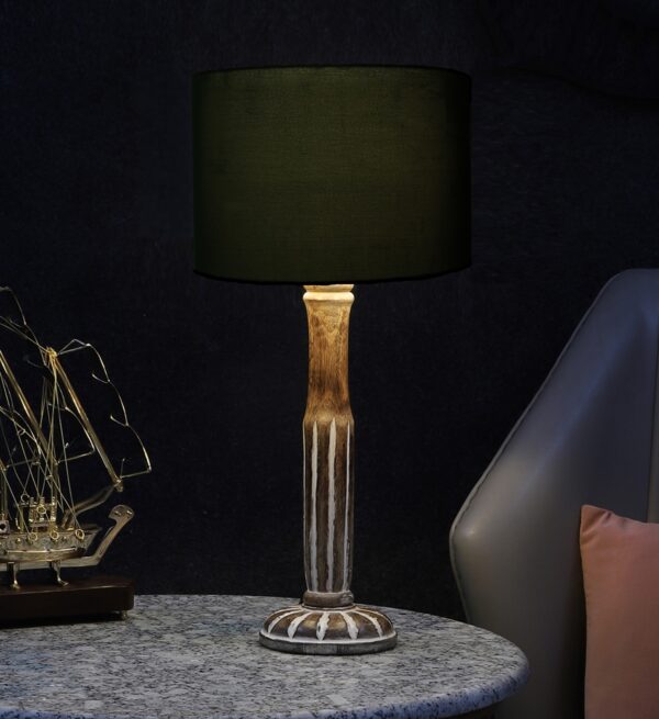 Vintage Wooden Table Lamp Suitable For Bedroom Office And Living Room, Pack Of 1(Complete Set)