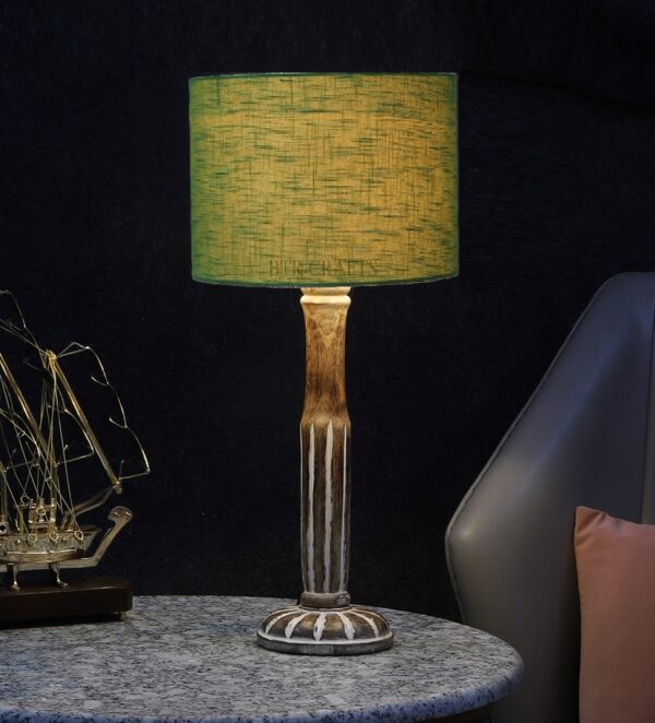 Vintage Wooden Table Lamp Suitable For Bedroom Office And Living Room, Pack Of 1(Complete Set)