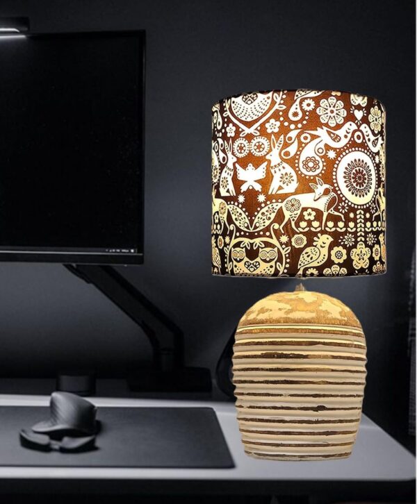 Wooden Table Lamp for Home Decor Bedside Table Lamp Night lamp for Living & Dining Room Gifting Items (Nandi Floral)