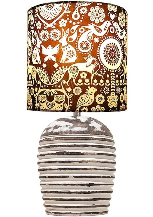 Wooden Table Lamp for Home Decor Bedside Table Lamp Night lamp for Living & Dining Room Gifting Items (Nandi Floral) - Image 5
