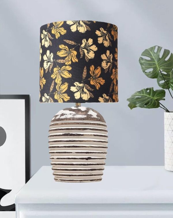 Wooden Table Lamp for Home Decor Bedside Table Lamp Night lamp for Living & Dining Room Gifting Items (Golden Floral) - Image 2
