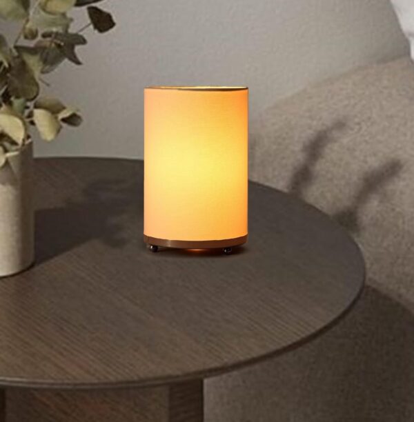 Small Round Table Lamp with Attached Metal Stand for Bedside, Study Table, Home Décor (Pure White)