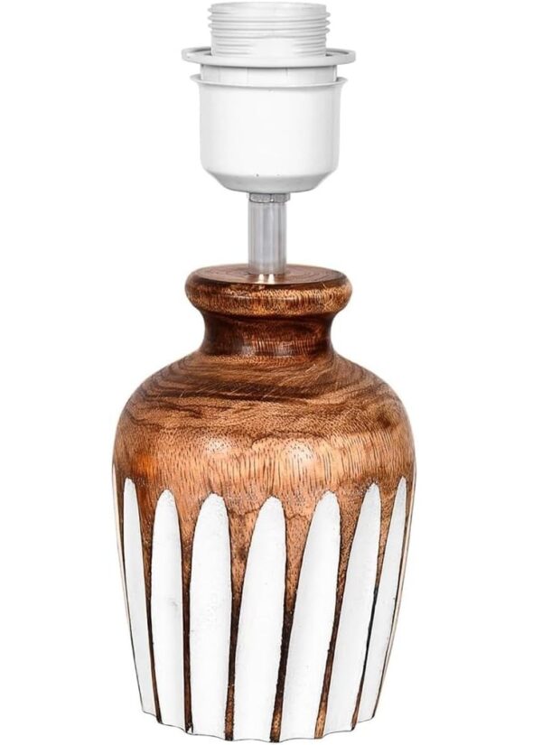 Decorative Table Lamp with Wooden Base Cute Bedside Lamp with Linen Beige Lampshade, Nightstand Lamp (Jute) - Image 7
