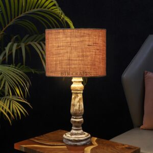 Retro Wooden Table Lamp Suitable For Bedroom Office And Living Room, Pack Of 1(Complete Set)